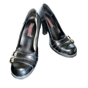 Black Leather Bongo Maryjane Heels